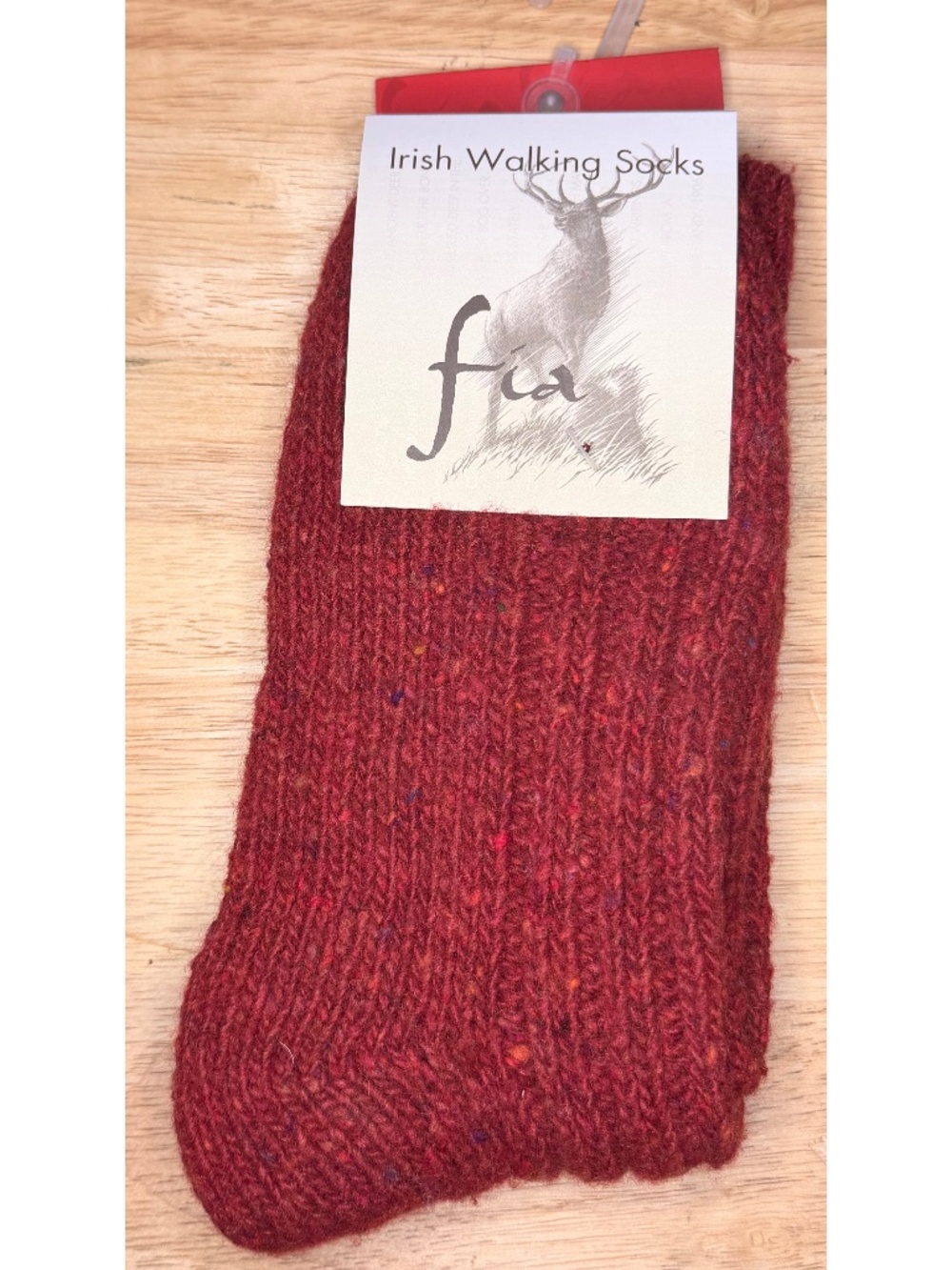 Fia  Wool/Acrylic Blend  Irish Walking Socks  M New Red Multi